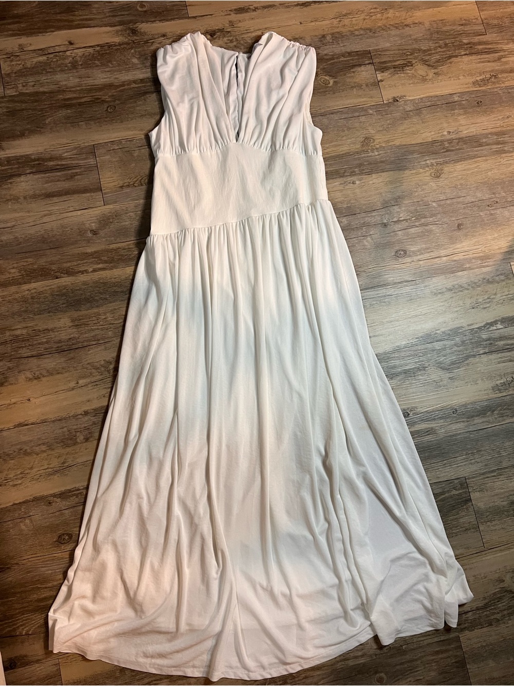 ZARA White Sleeveless Maxi Dress | Size L | Worn Once Gathered Bodice
